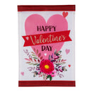 Happy Valentine's Day Heart and Floral Applique Garden Flag