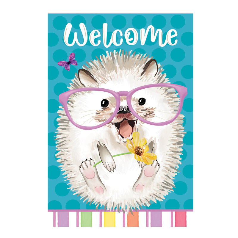Hailey The Happy Hedgehog Applique House Flag