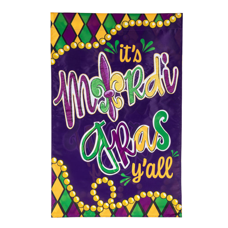 It's Mardi Gras Y'all Applique House Flag