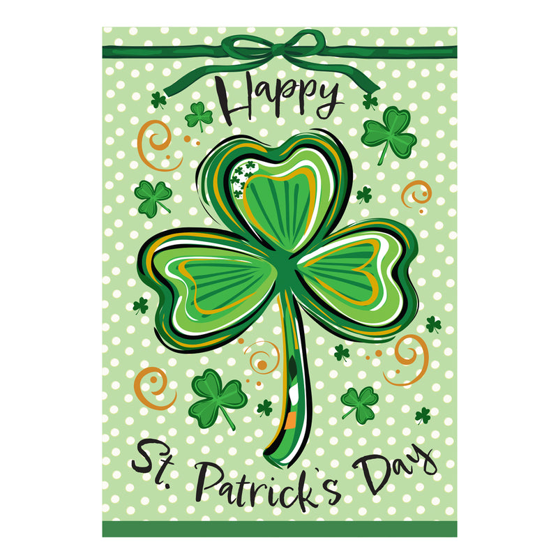 Happy St. Patrick's Day Shamrock Applique Garden Flag