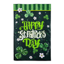 Happy St.Patrick's Day Shamrocks Applique Garden Flag
