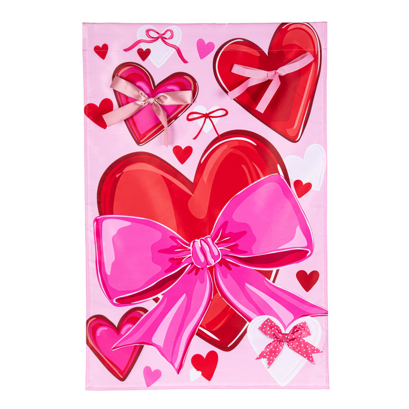 Bows & Hearts Applique House Flag