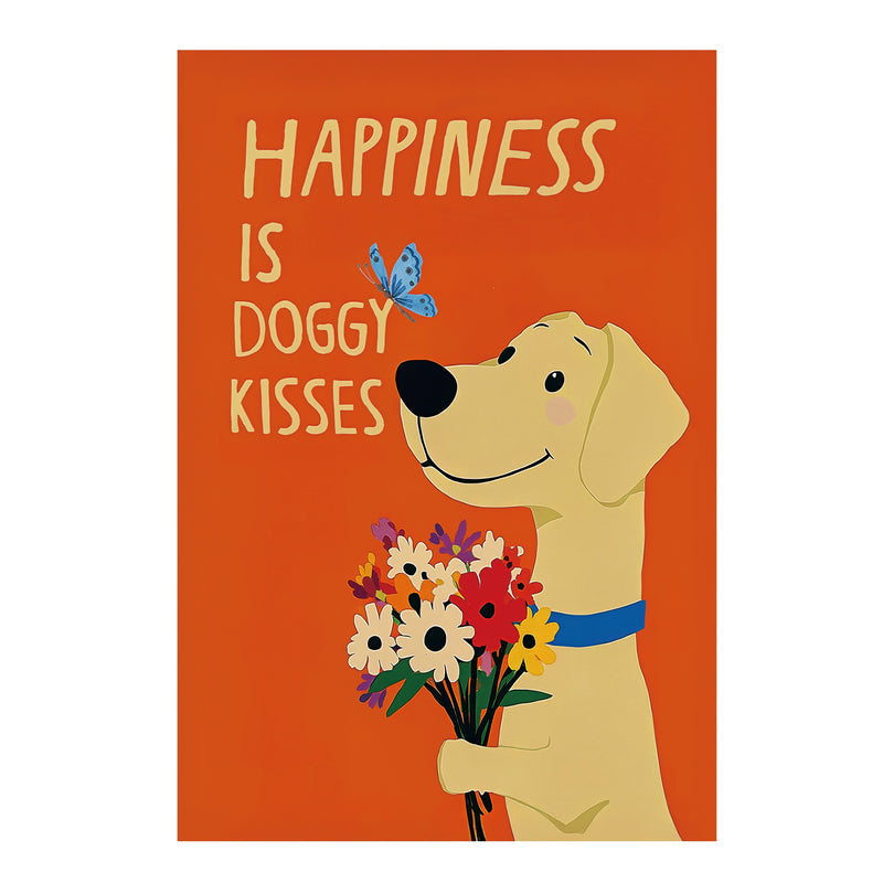 Happy Dog Kisses Applique Garden Flag