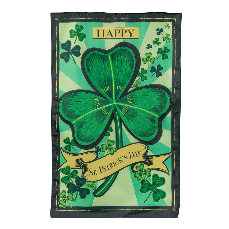 St Patrick's Day Shamrock Applique House Flag