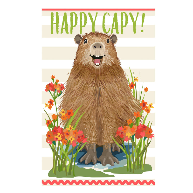 Happy Capy Applique Garden Flag