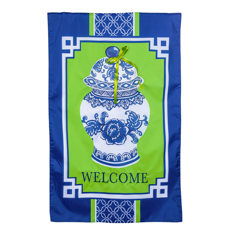 Chinoiserie Welcome Applique House Flag
