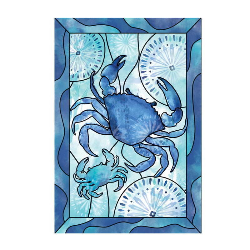 Blue Coastal Framed Crab Applique House Flag