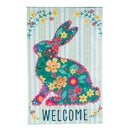 Floral Patterned Bunny Applique House Flag