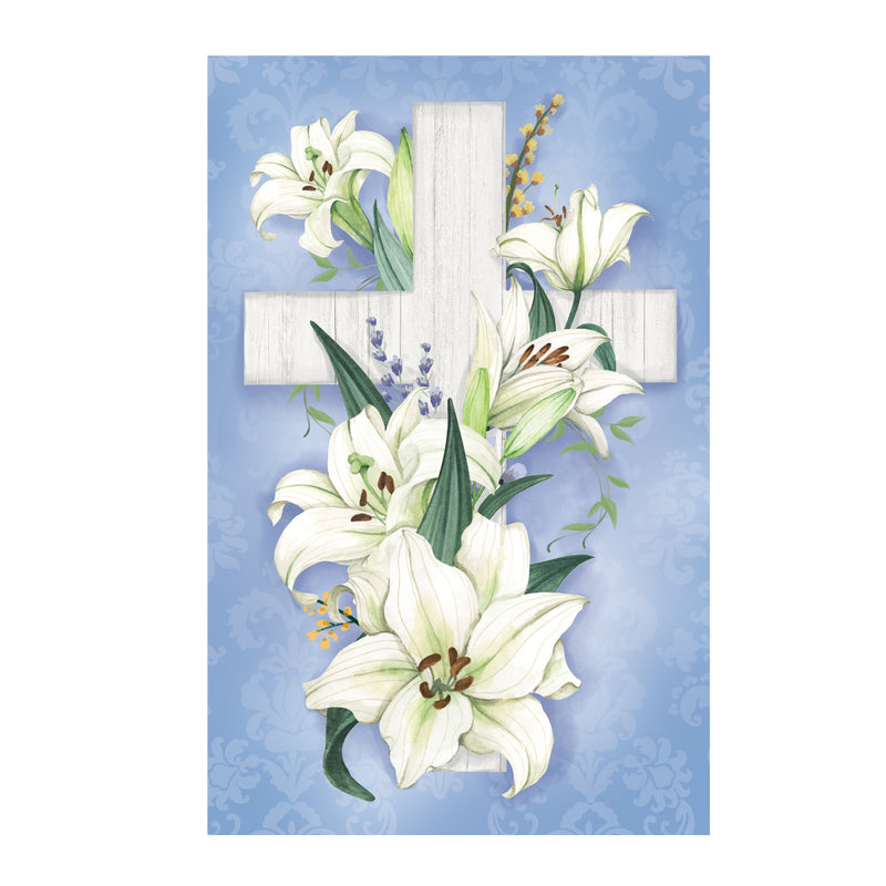Cross Of Lilies Applique Garden Flag