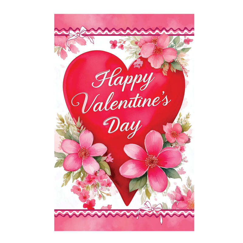 Happy Valentine's Day Heart Applique Garden Flag