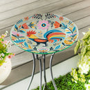 Petal & Plow Birdbath, Glass Folk Art Rooster, 18"