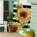 Striped Sunflowers Burlap House Flag