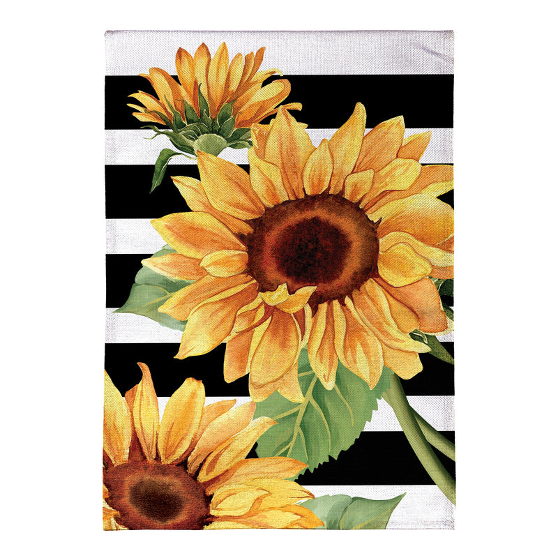 Striped Sunflowers Burlap House Flag
