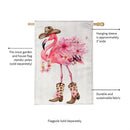 Western Flamingo Burlap House Flag