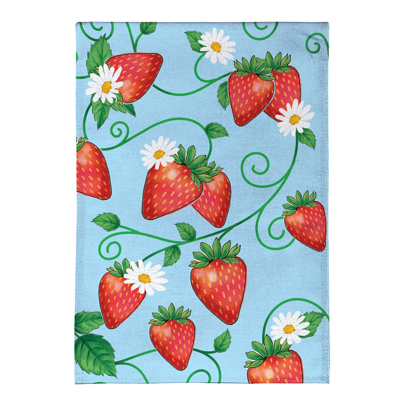 Sweet Strawberries Burlap Garden Flag