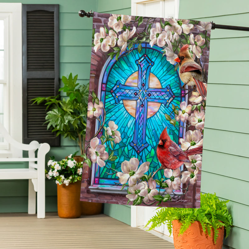 Sunday Morning Burlap House Flag