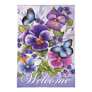 Cheerful Pansies Burlap House Flag
