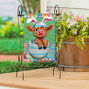 Winky The Easter Highland Cow Burlap Garden Flag