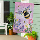 Pollinator Garden Pink Florals Bee Burlap House Flag