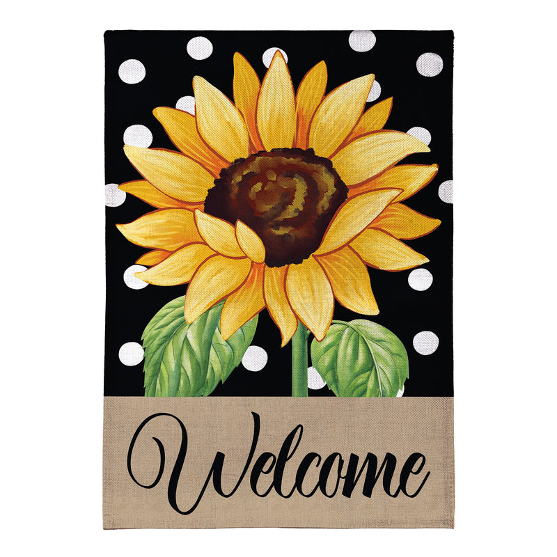 Polka Dot Sunflower Burlap House Flag