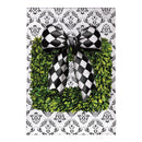 Black & White Bow Topiary Burlap House Flag