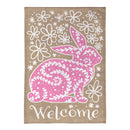 Welcome Leaf Pattern Bunny Burlap House Flag