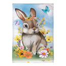 Bunny Blooms Floral Burlap House Flag
