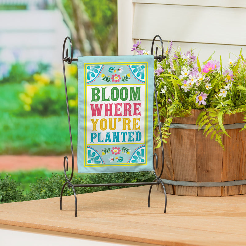 Bloom Where You're Planted Burlap Garden Flag