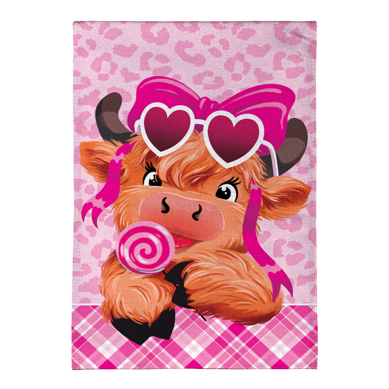 Lovely Laverne The Highland Cow Burlap Garden Flag