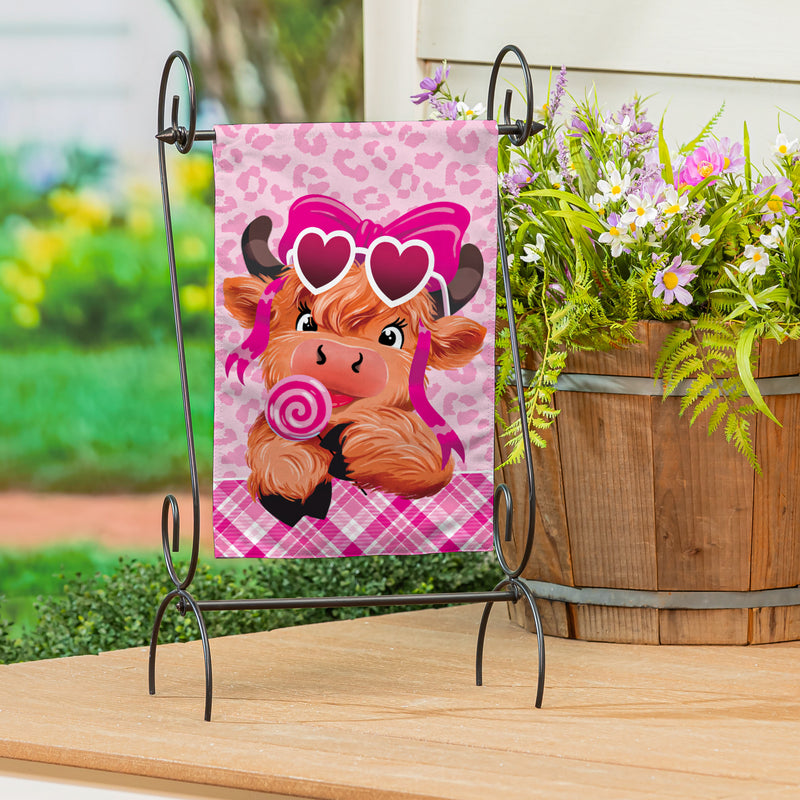 Lovely Laverne The Highland Cow Burlap Garden Flag