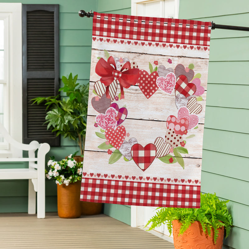Country Heart Wreath Burlap House Flag
