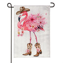 Western Flamingo  Burlap Garden Flag