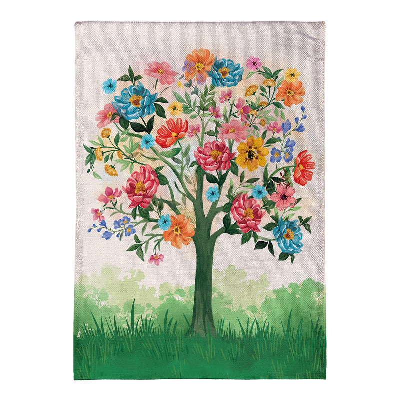 Blooming Tree of Life Burlap Garden Flag