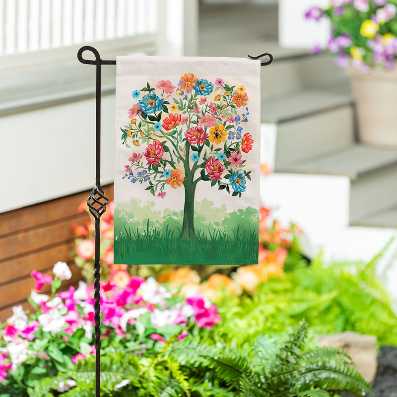 Blooming Tree of Life Burlap Garden Flag