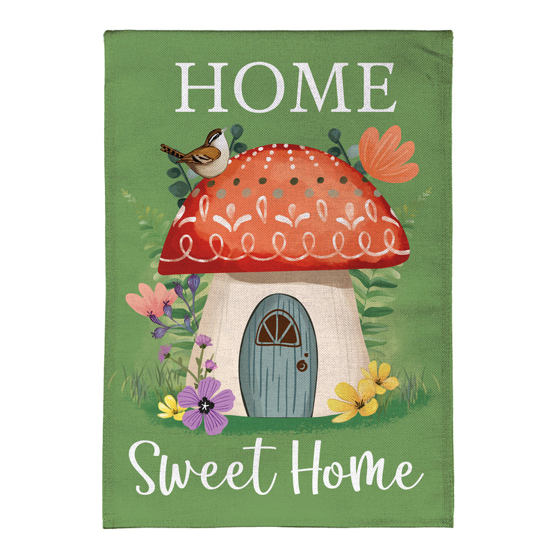 Home Sweet Mushroom Home Burlap Garden Flag