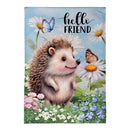 Hedgehog & Daisies Burlap House Flag