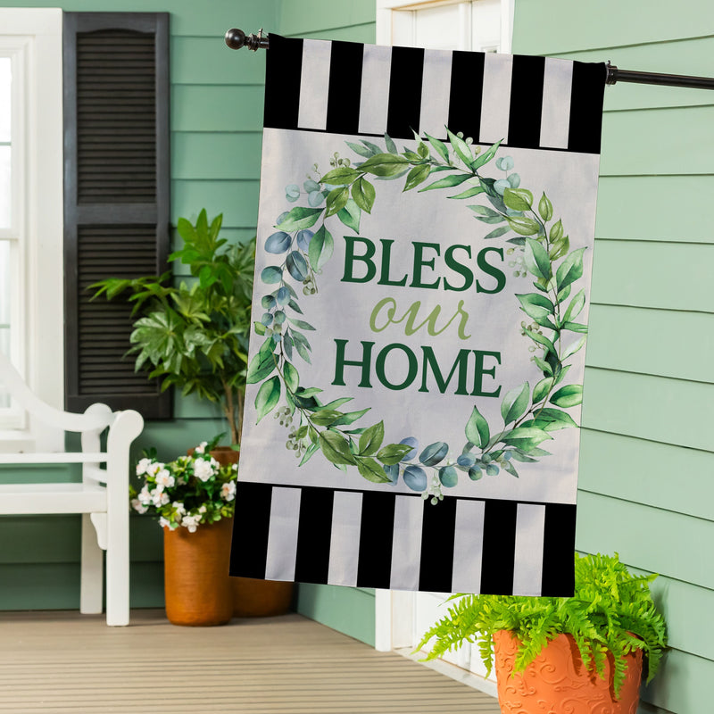 Bless Our Home Burlap House Flag