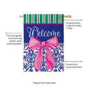 Welcome Bow Chinoiserie Burlap House Flag