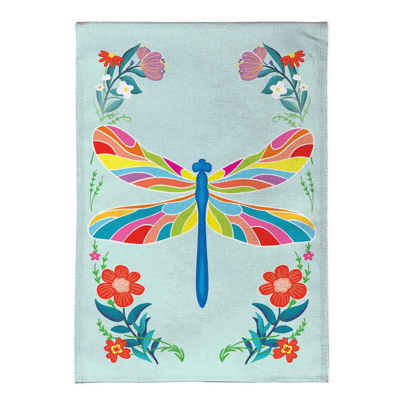 Colorful Dragonfly Burlap Garden Flag