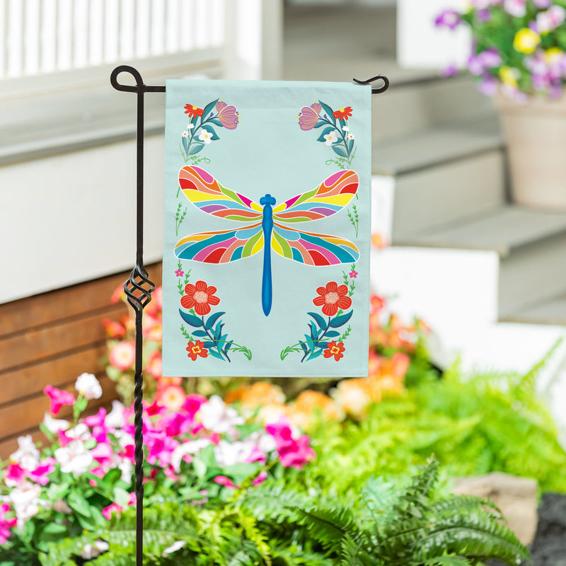 Colorful Dragonfly Burlap Garden Flag