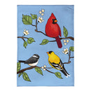 Cardinal and Friends Burlap Garden Flag