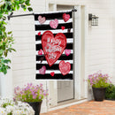 Striped Hearts Burlap House Flag