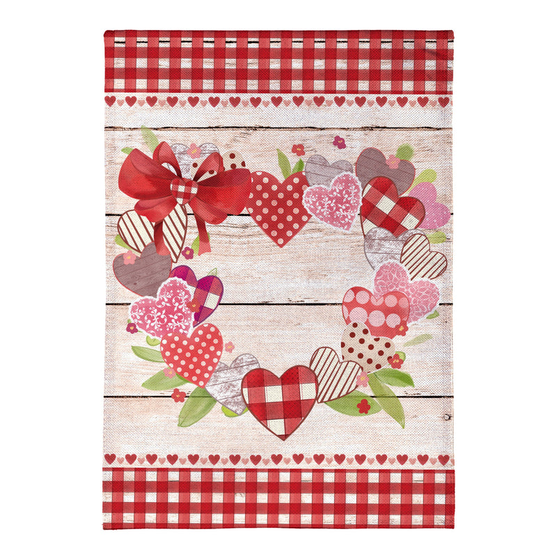 Country Heart Wreath Burlap Garden Flag