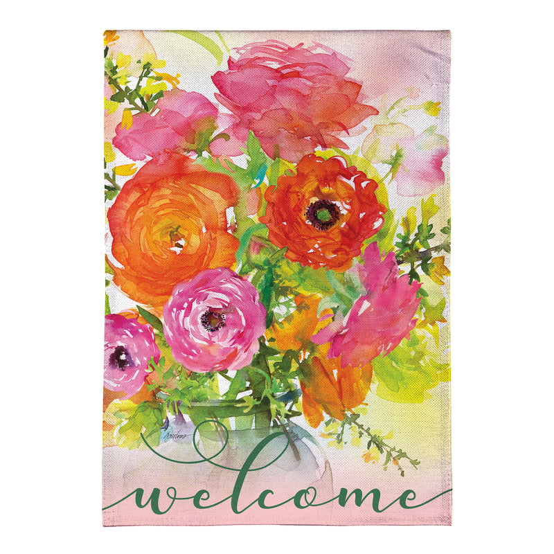 Ronunculus Welcome Burlap Garden Flag