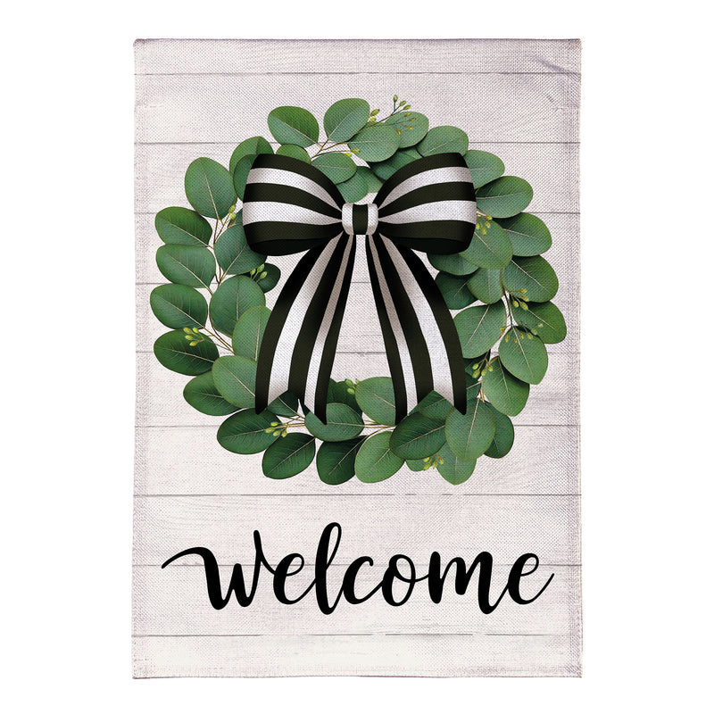 Eucalyptus Leaves Wreath Burlap Garden Flag