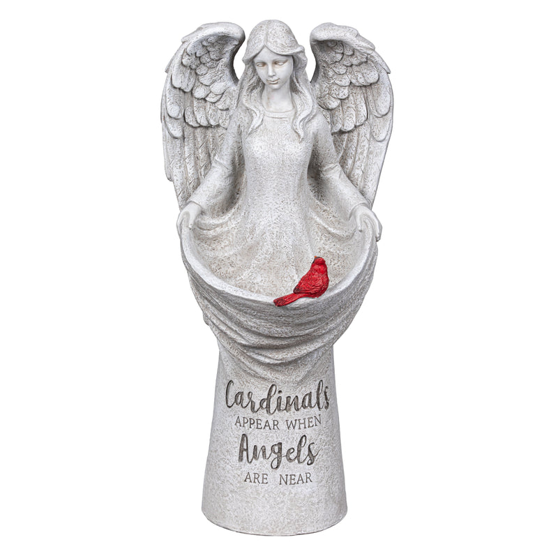 Memorial Bird Feeder, Resin Cardinal Angel, 16.5"H