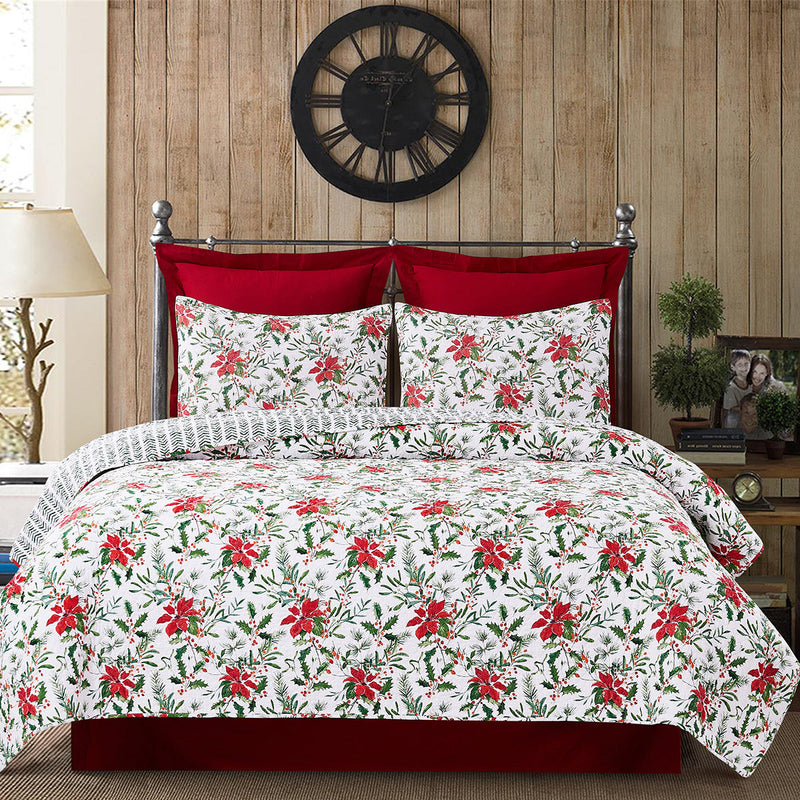 Silvia Poinsettia King Quilt Set