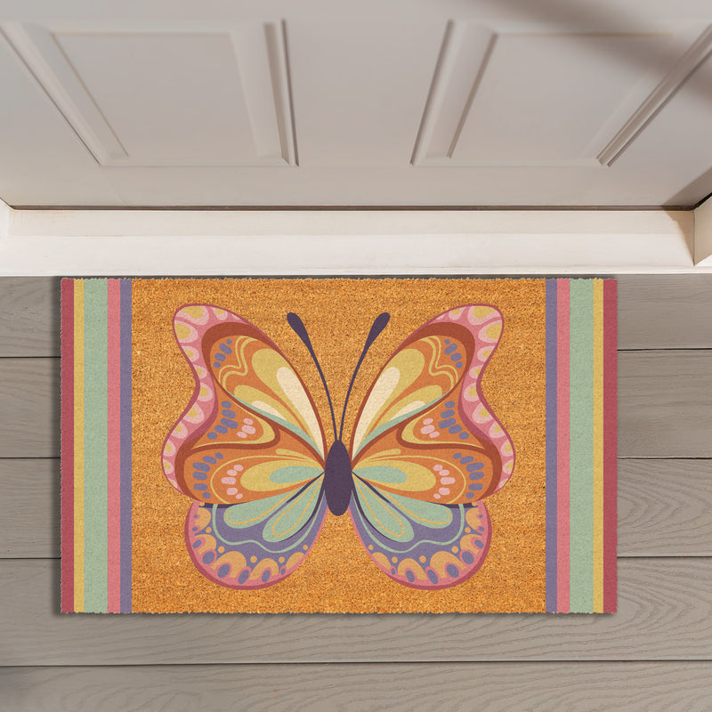 Bunny Blooms Radiant Butterfly, Coir Mat 30"x18"