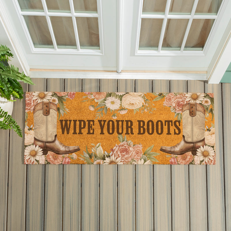 Petal & Plow Floral Boots, Coir Mat, 60"x24"