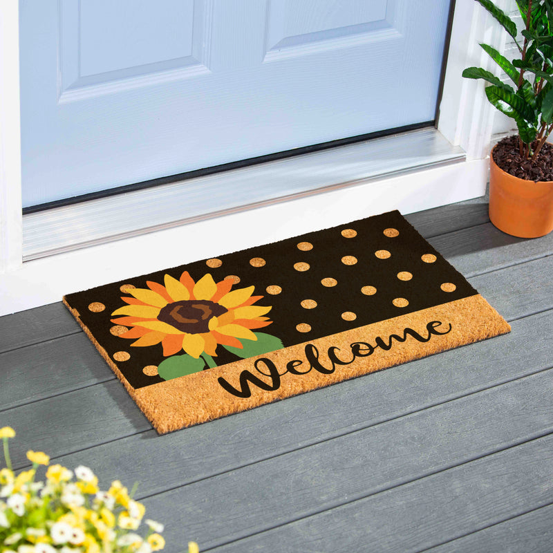 Polka Dot Sunflower Coir Mat